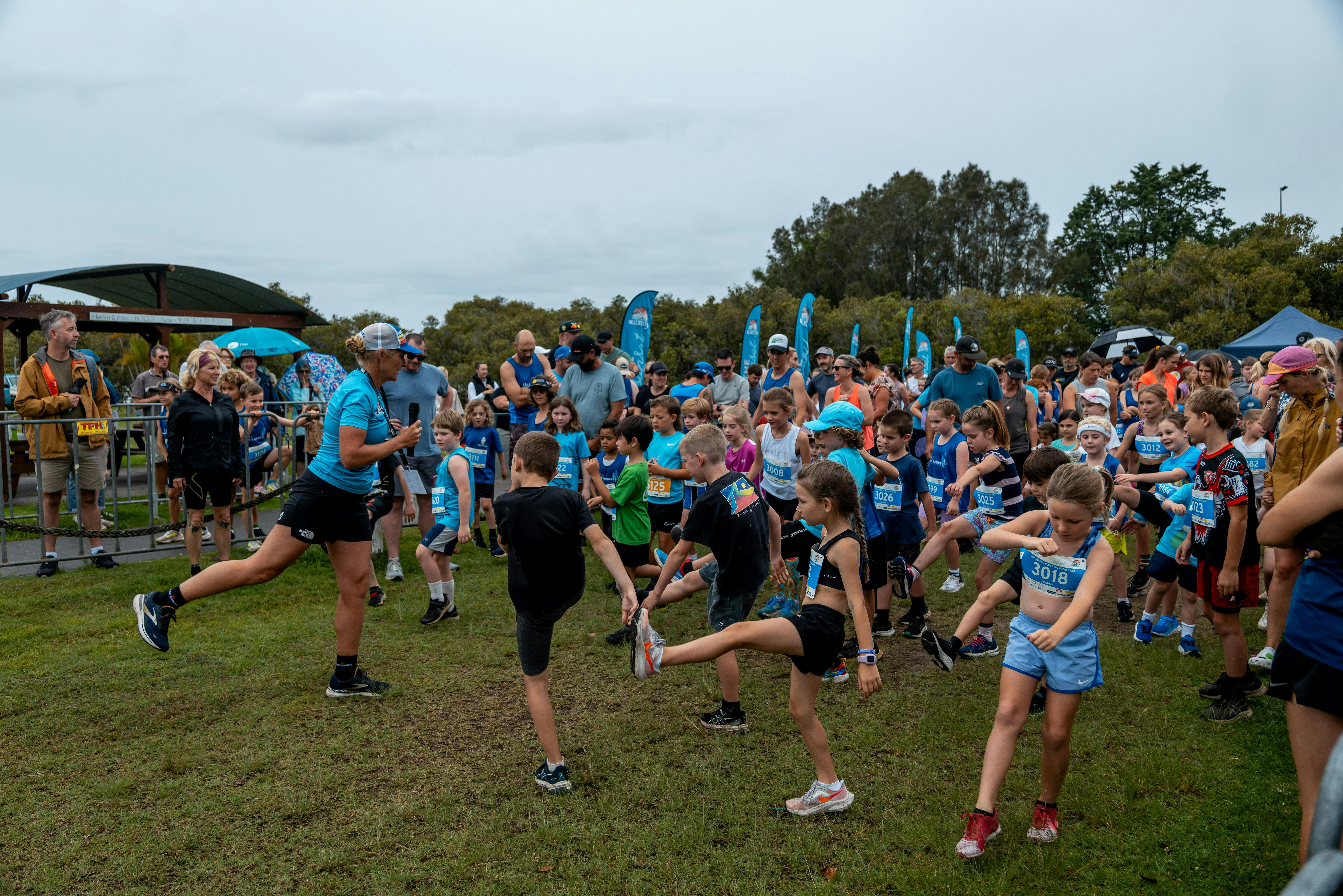 Kids warming up for their race