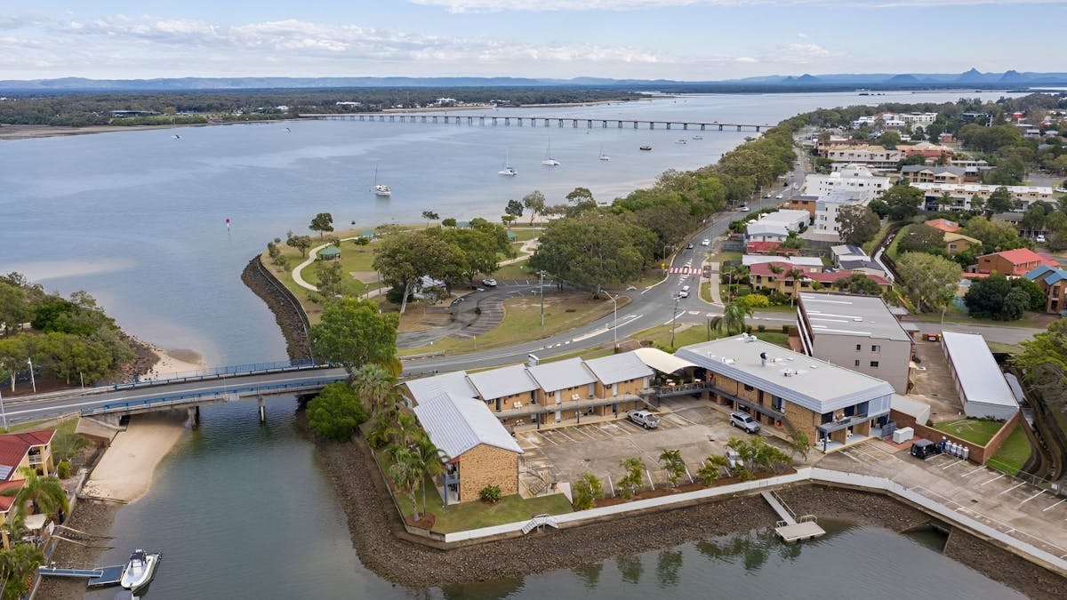 view of motel from above
