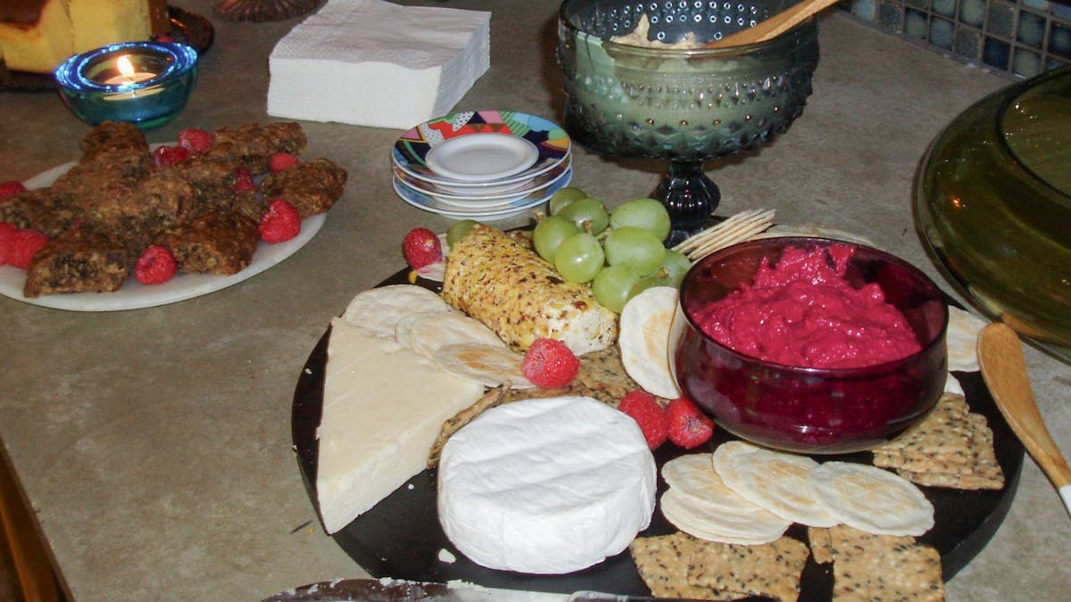 Platter of food for snacking
