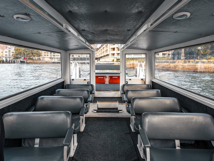 The ultimate guide to Sydney Habour relaxing in a spacious White Water Taxi.