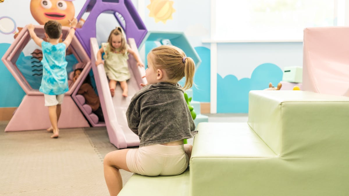 Kids playing in our Little Explorers soft playground