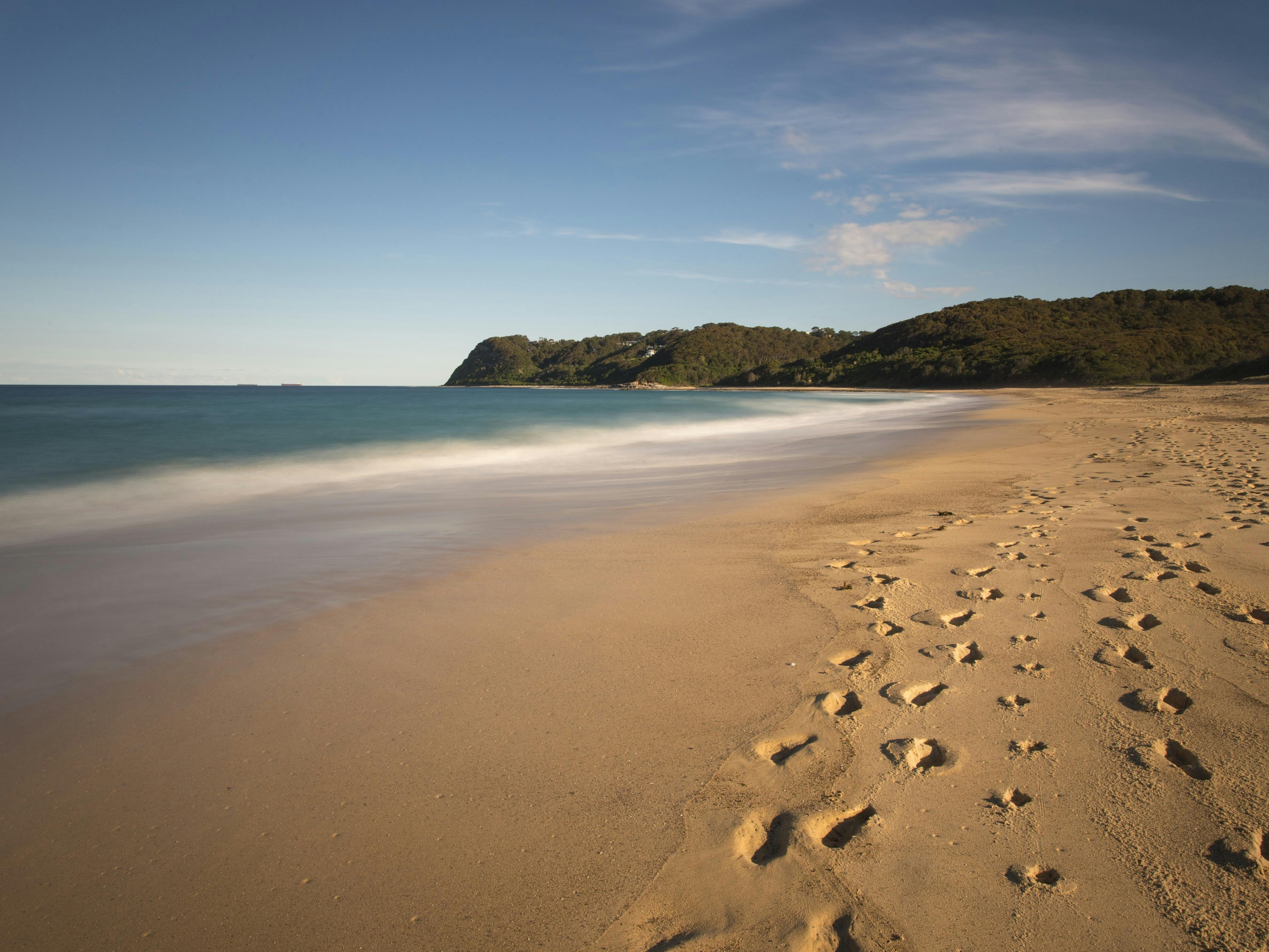 Dudley Beach footprints in the sand