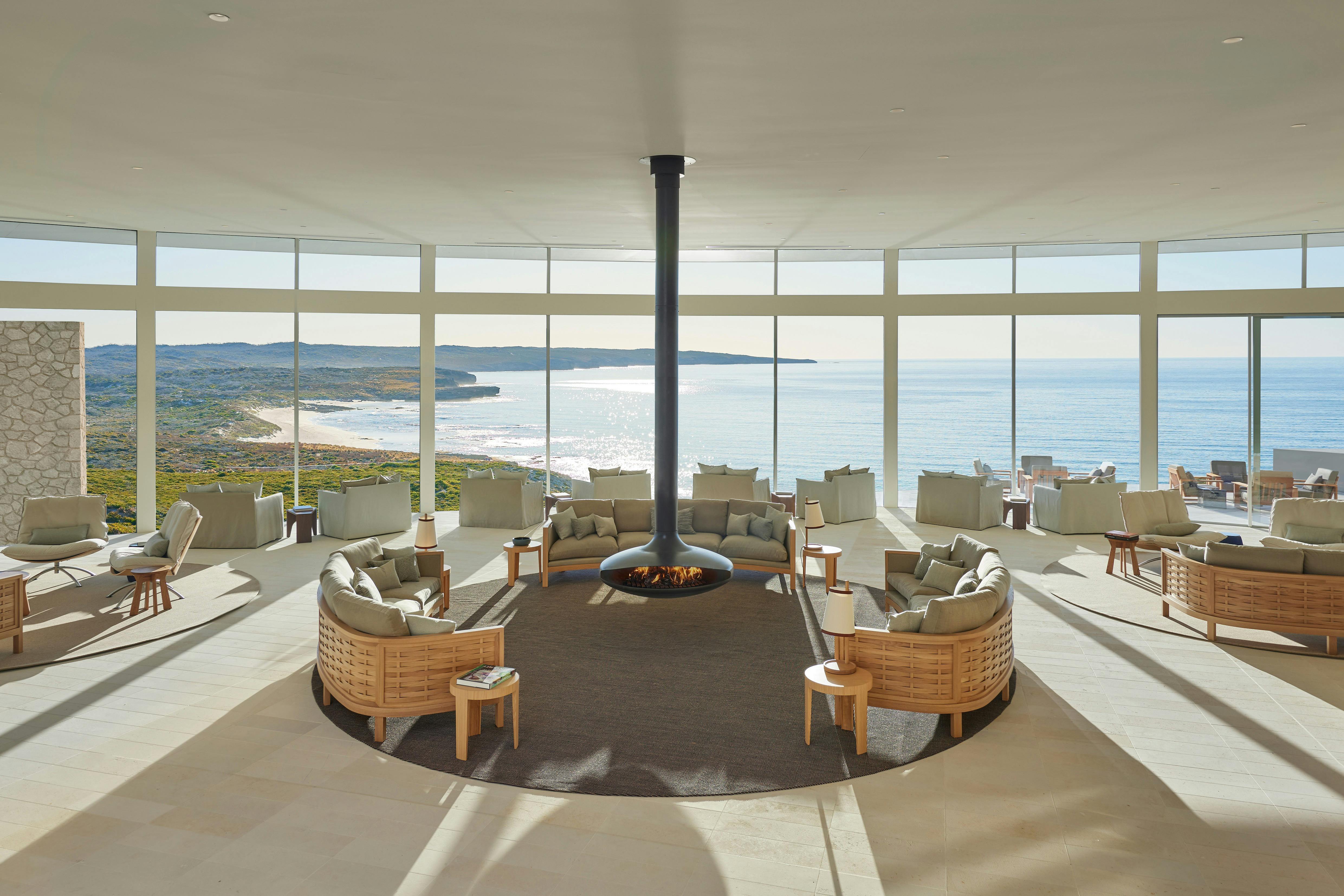 Main lobby of Southern Ocean Lodge