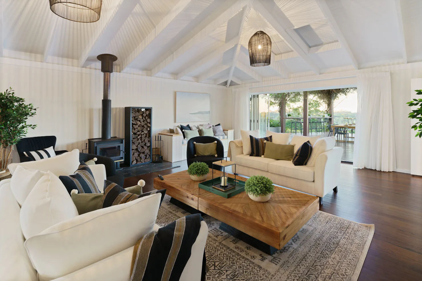 Living room with a fireplace