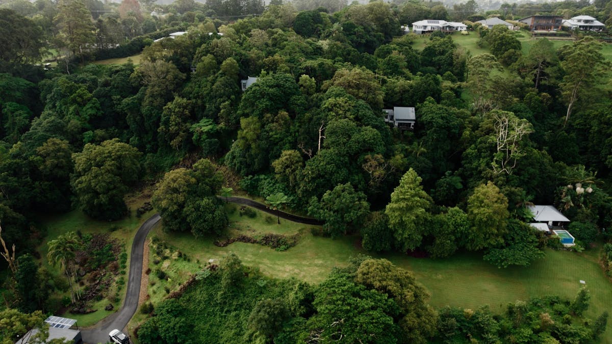 Aerial shot showing the entire property
