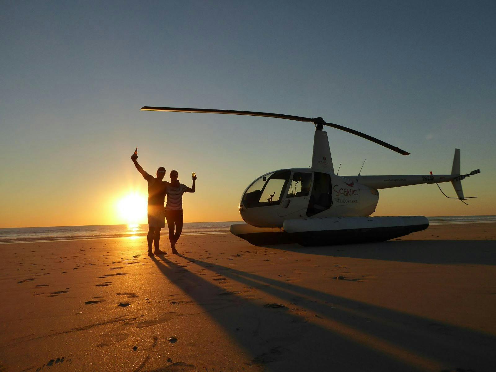 Sunset flight, with beer