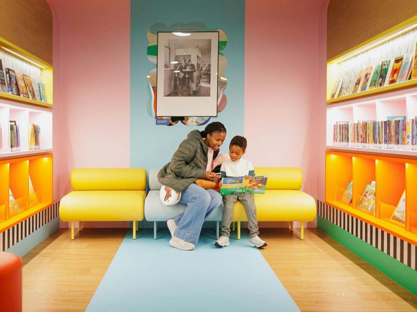 Reading areas between the stacks in Little Library