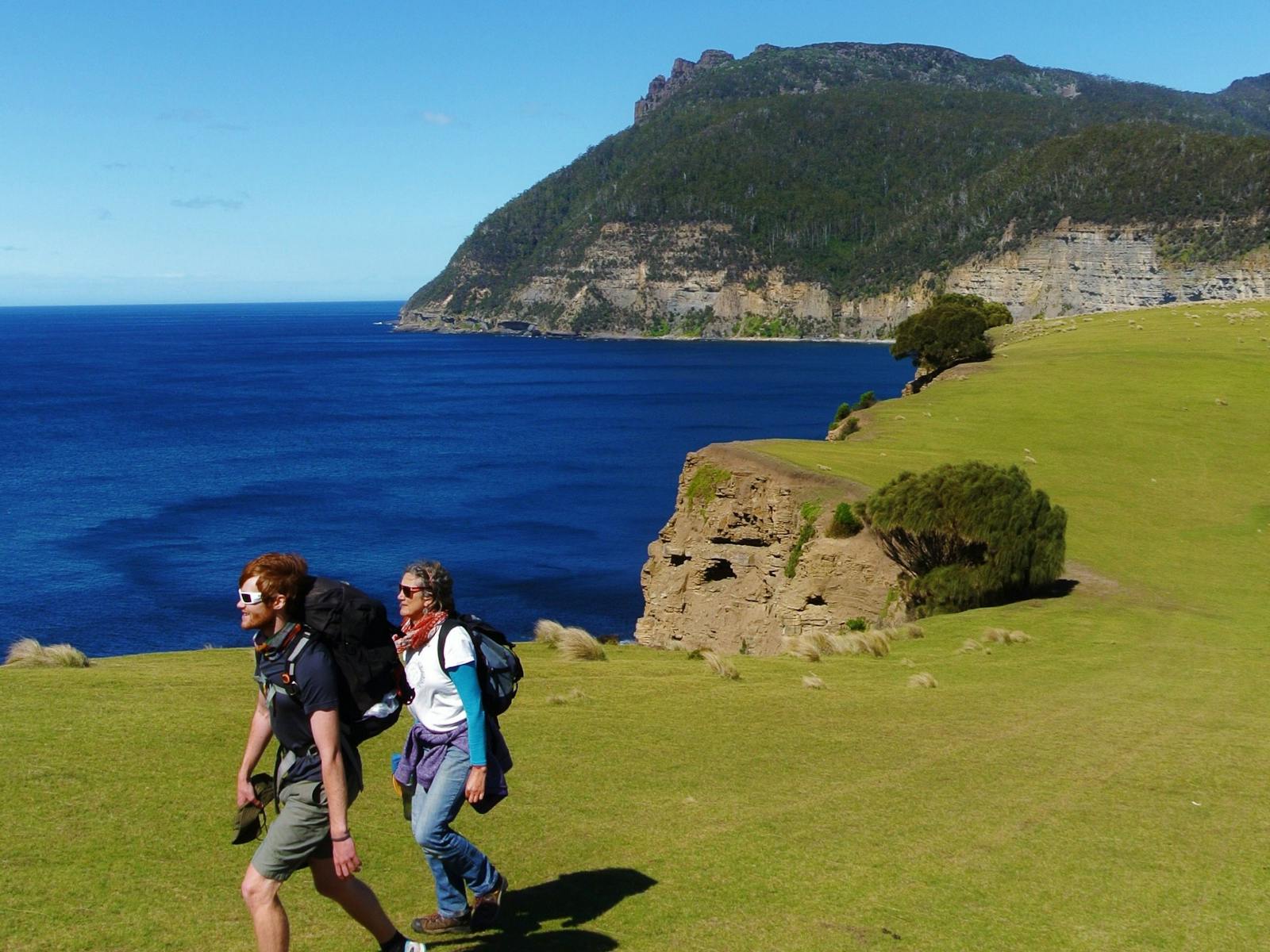 The Maria Island Walk is the fossil cliffs. bishop and clerk in the back ground