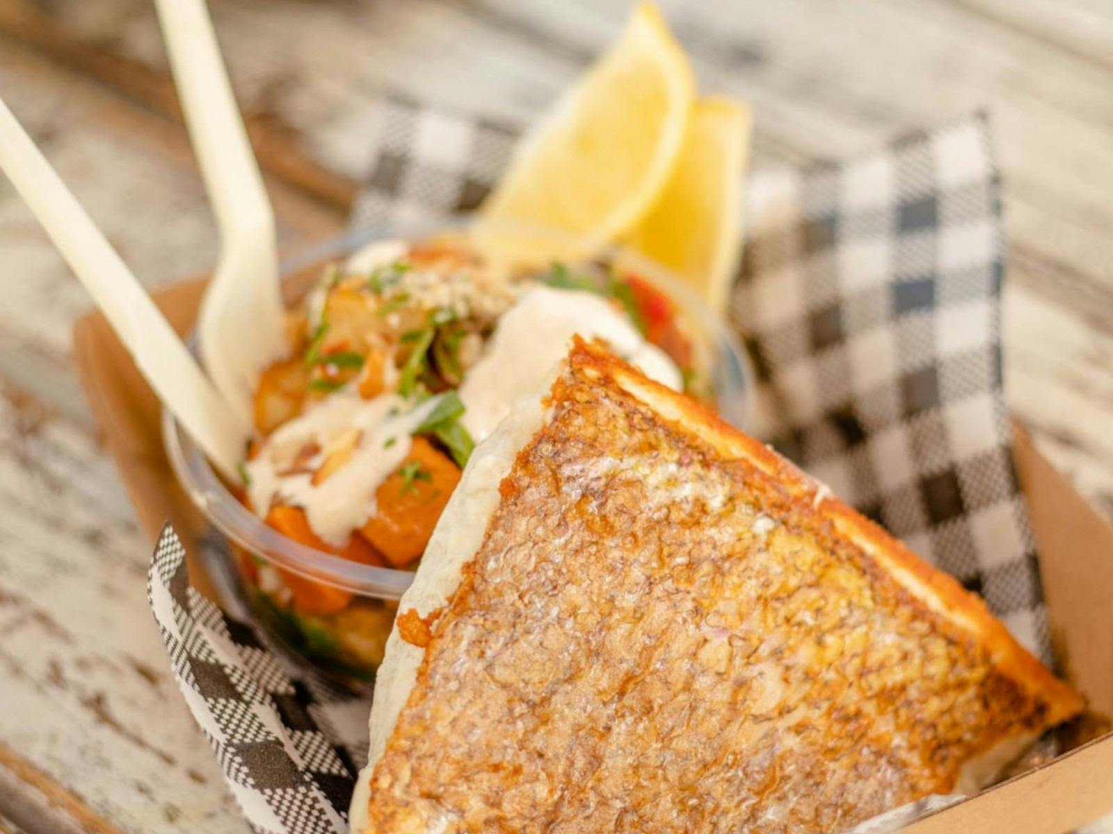 Takeaway Salmon and salad
