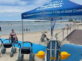Use accessibility mats and equipment to reach the waters edge
