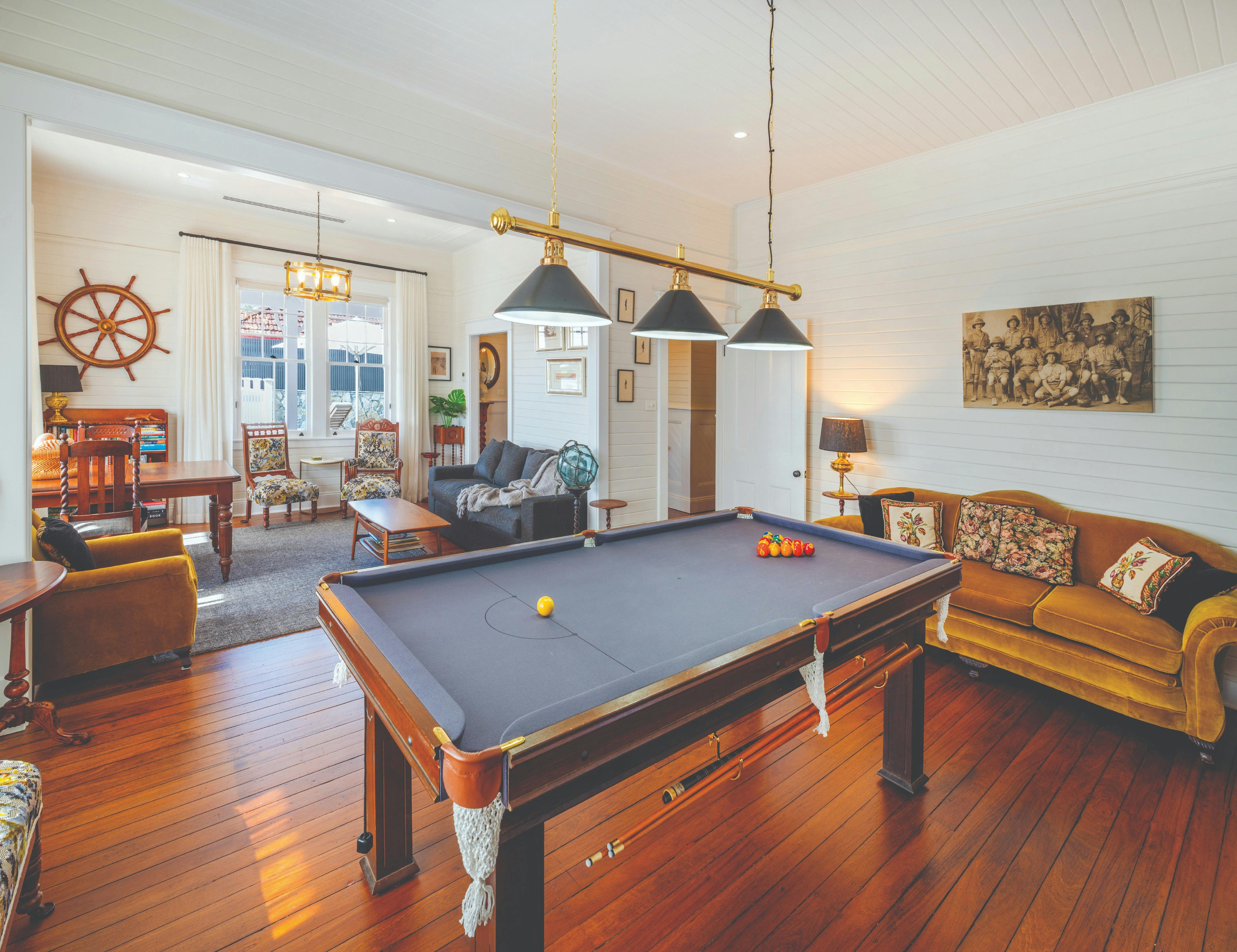 The River House has three separate living areas in addition to a large kitchen and dining areaa