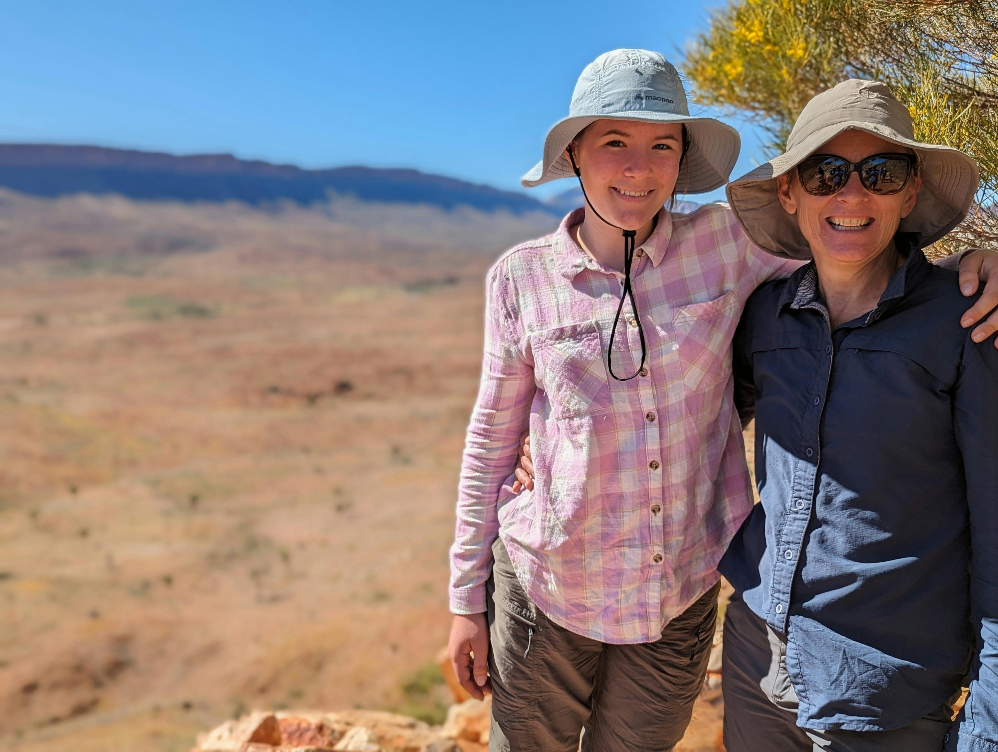 Mother Daughter walking The Pound at Ormiston Gorge