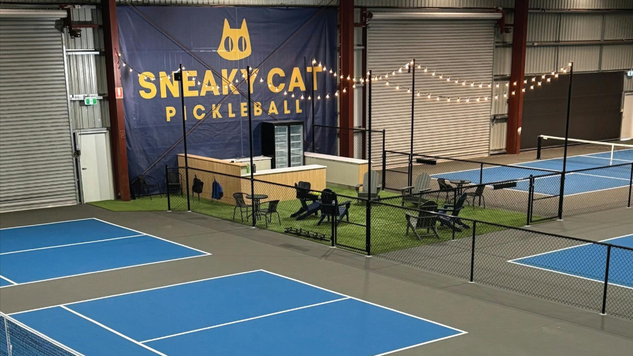 Inside the Venue, 7 Indoor Pickleball courts and a Pro Shop.