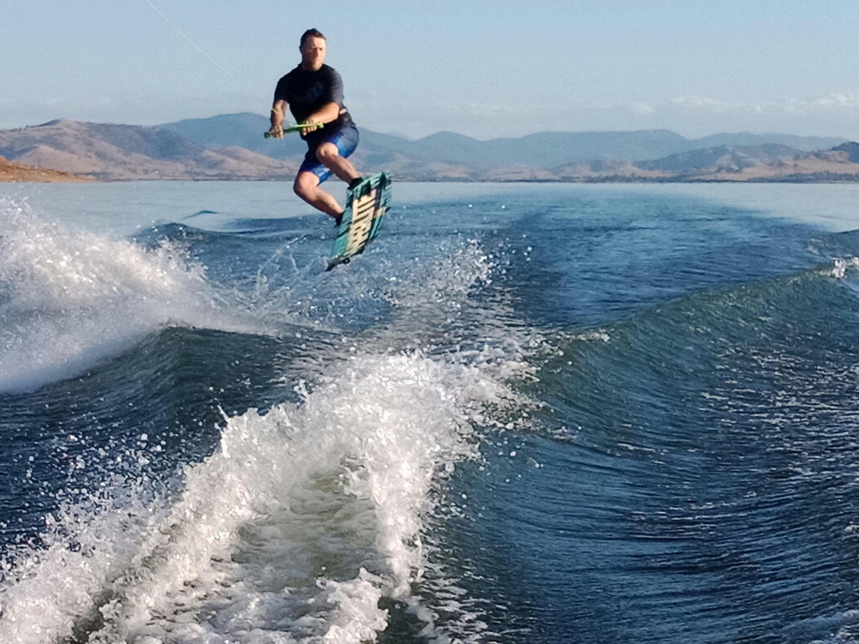 Wake boarding on Lake Hume