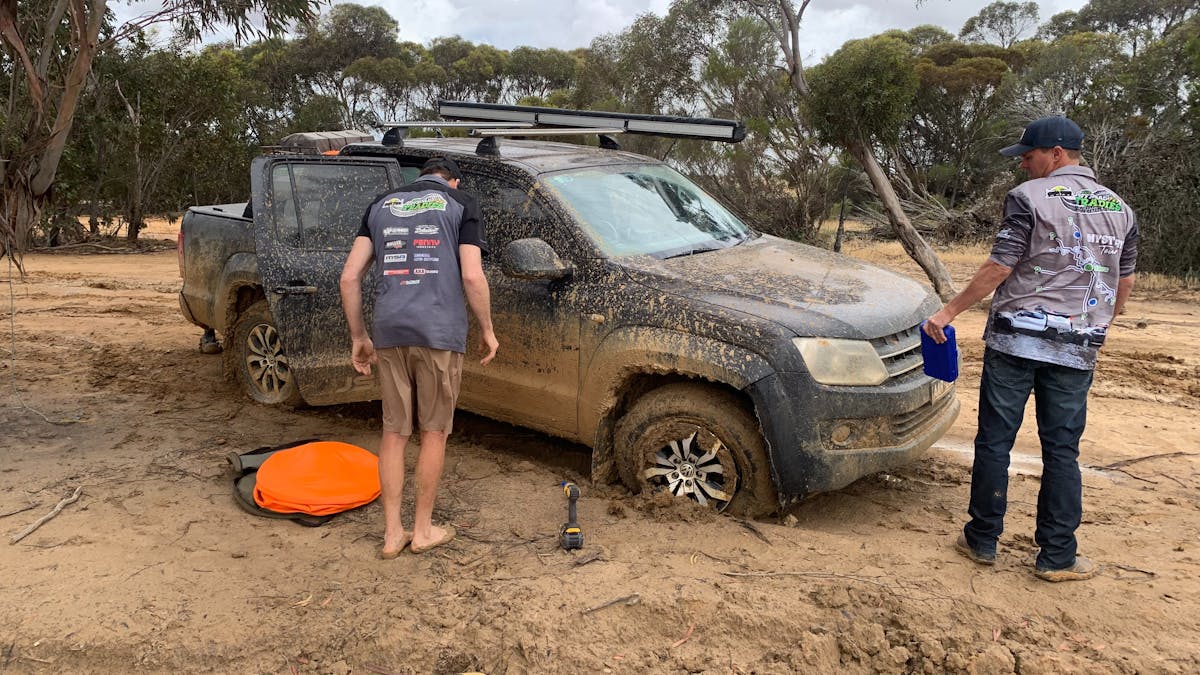 Wheel change out in the mud, what more could you ask for.