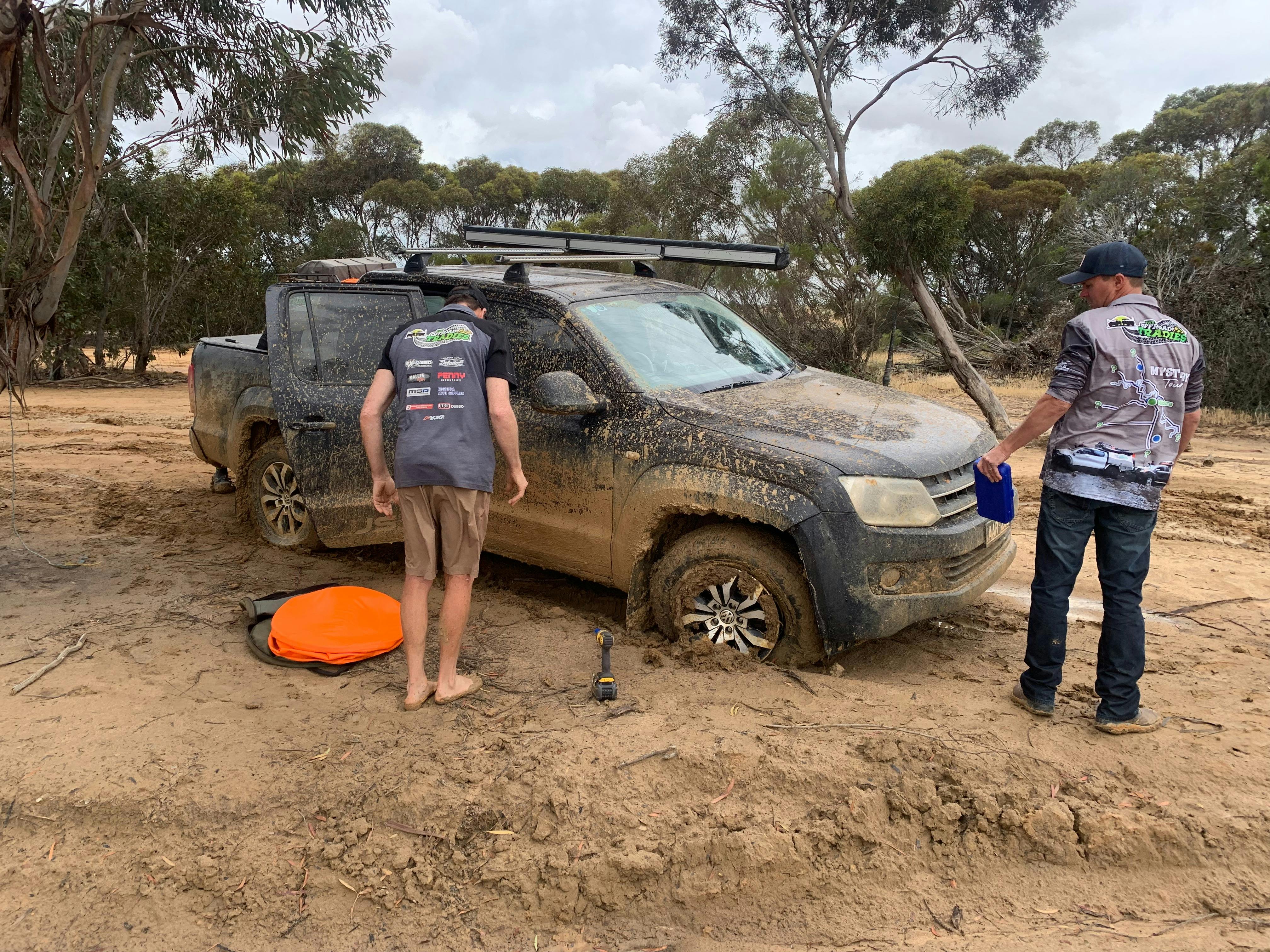 Wheel change out in the mud, what more could you ask for.