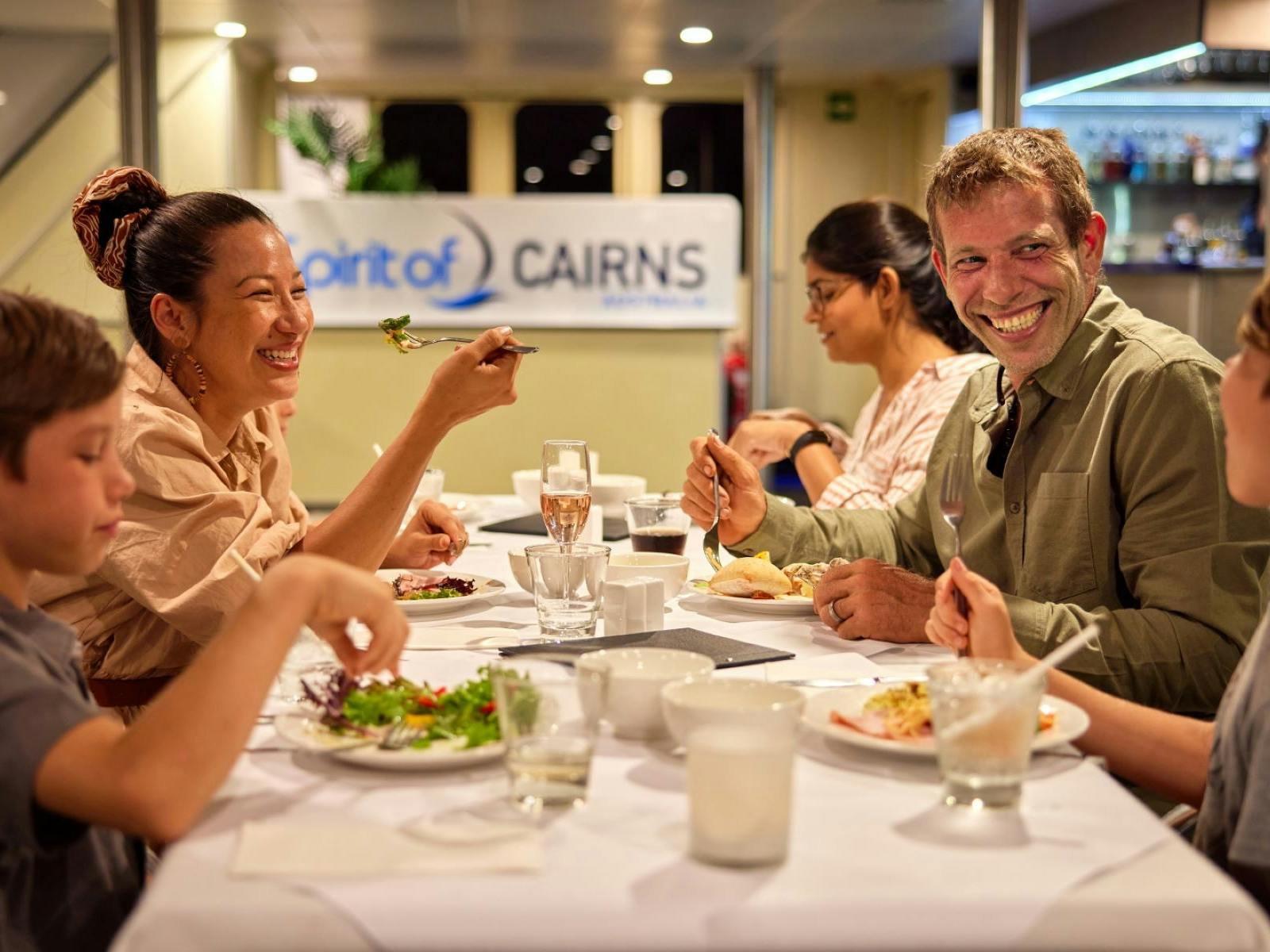 Family dining on Spirit of Cairns