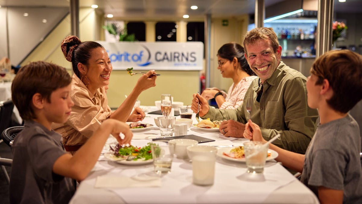 Family dining on Spirit of Cairns