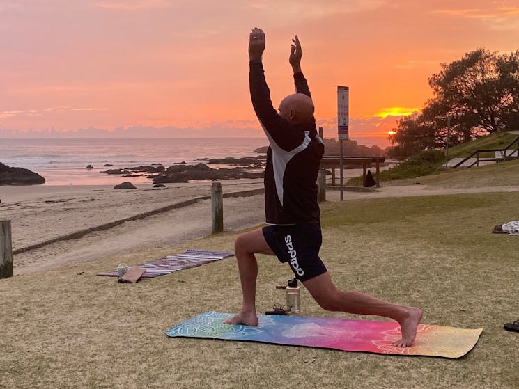 yoga at sunrise at Town Beach