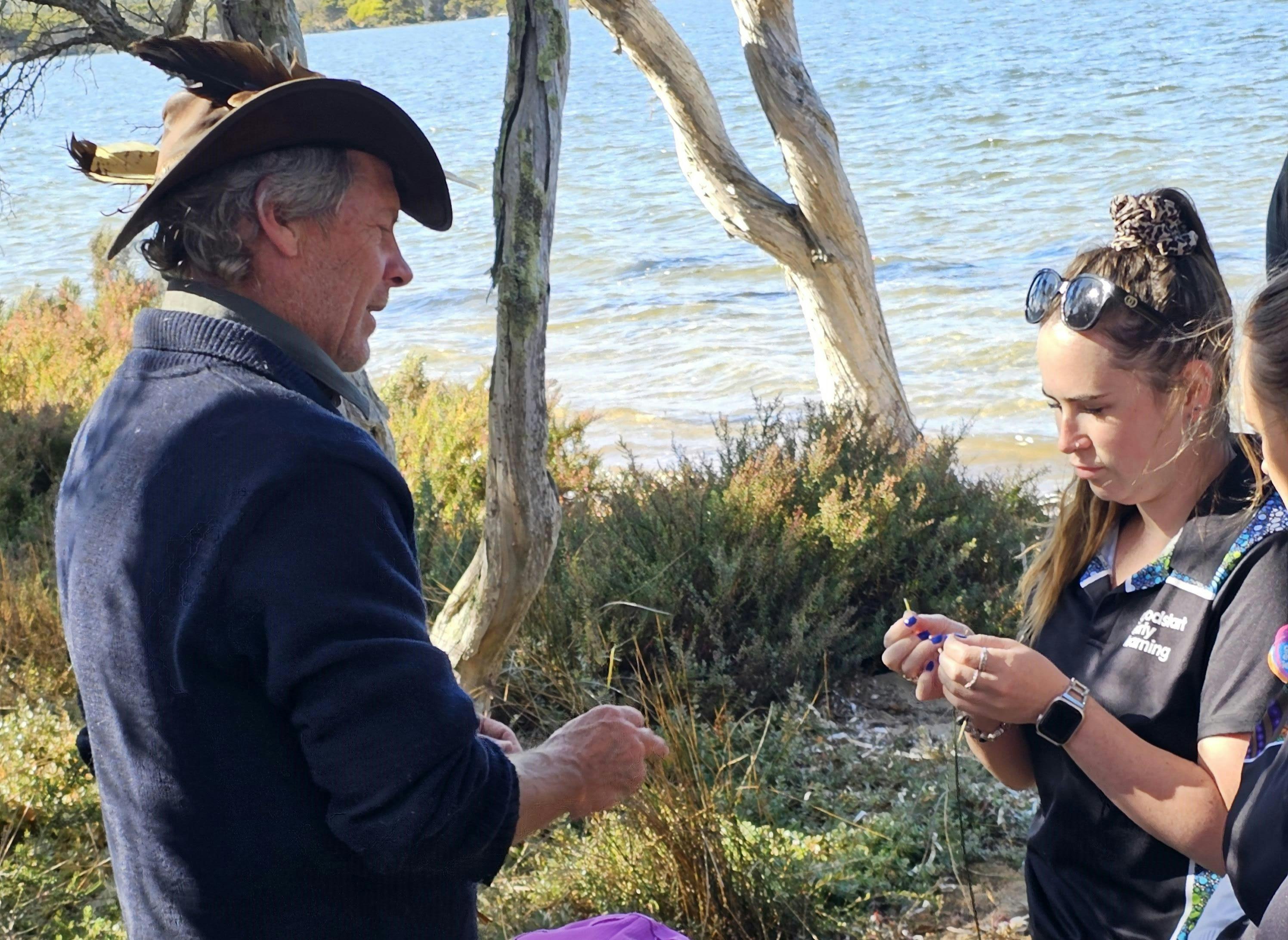 Larry with a group at the Oystern Harbour Fishtraps
