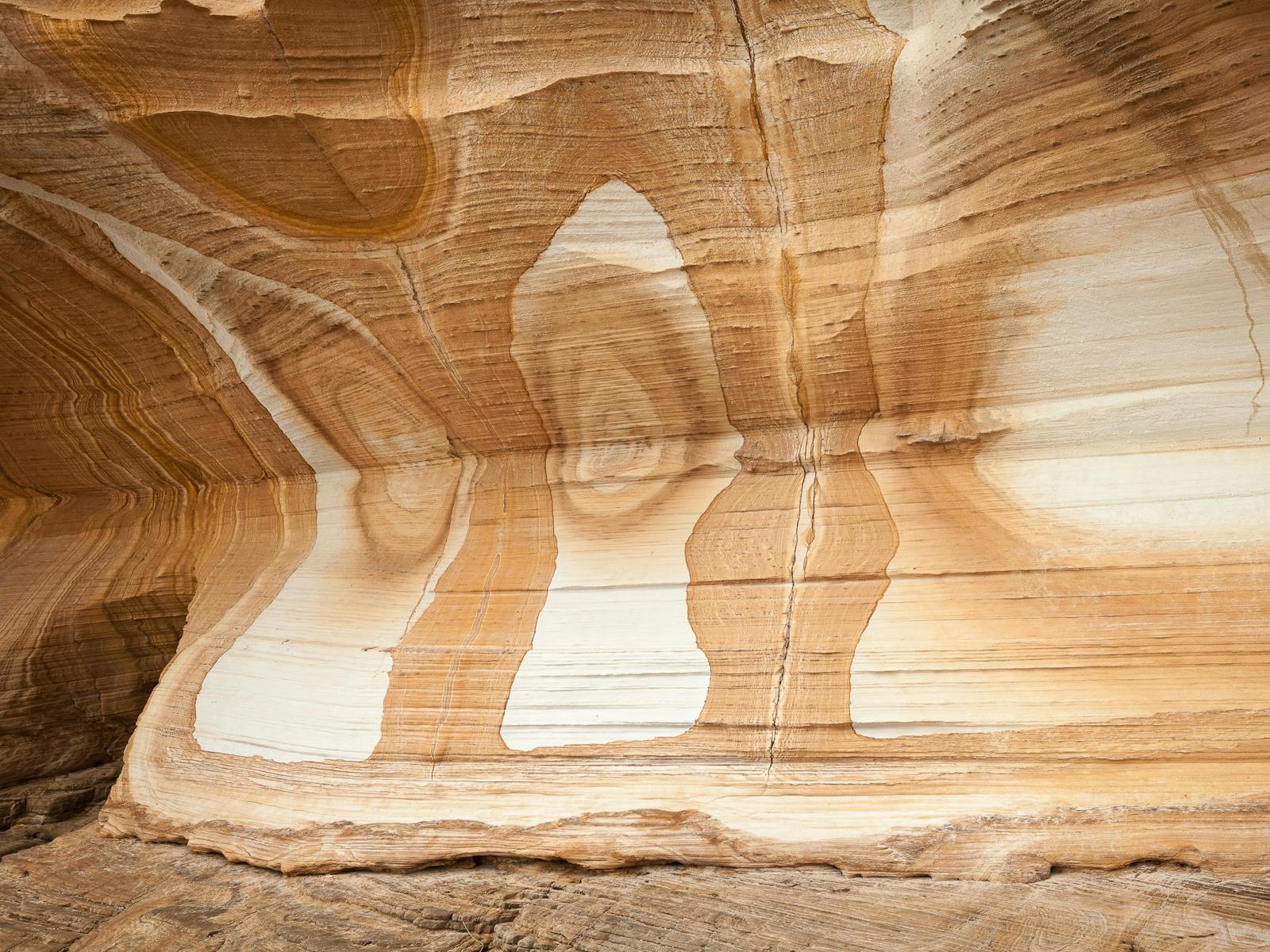 Close up of patterns on sandstone, Painted cliffs on Maria Island