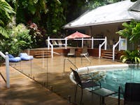 Heated Lagoon Pool and BBQ area Palm Cove Tropic Apartments