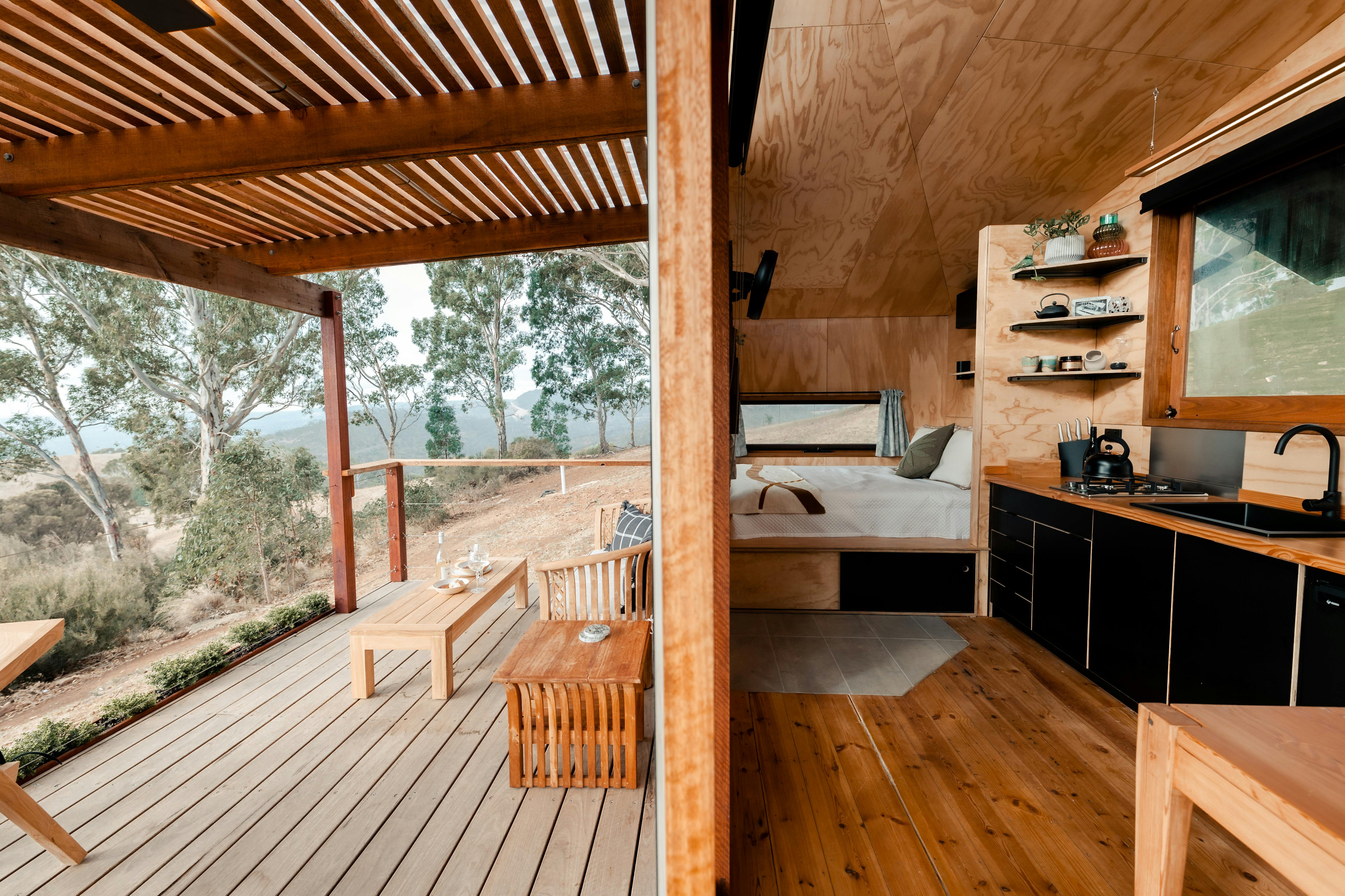 Our Retreats are made from reused and recycled timbers resulting in a warm an inviting space