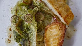 Spanish Mackerel + Savoy Cabbage + Red Grapes