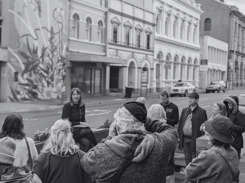 Guide giving a group tour