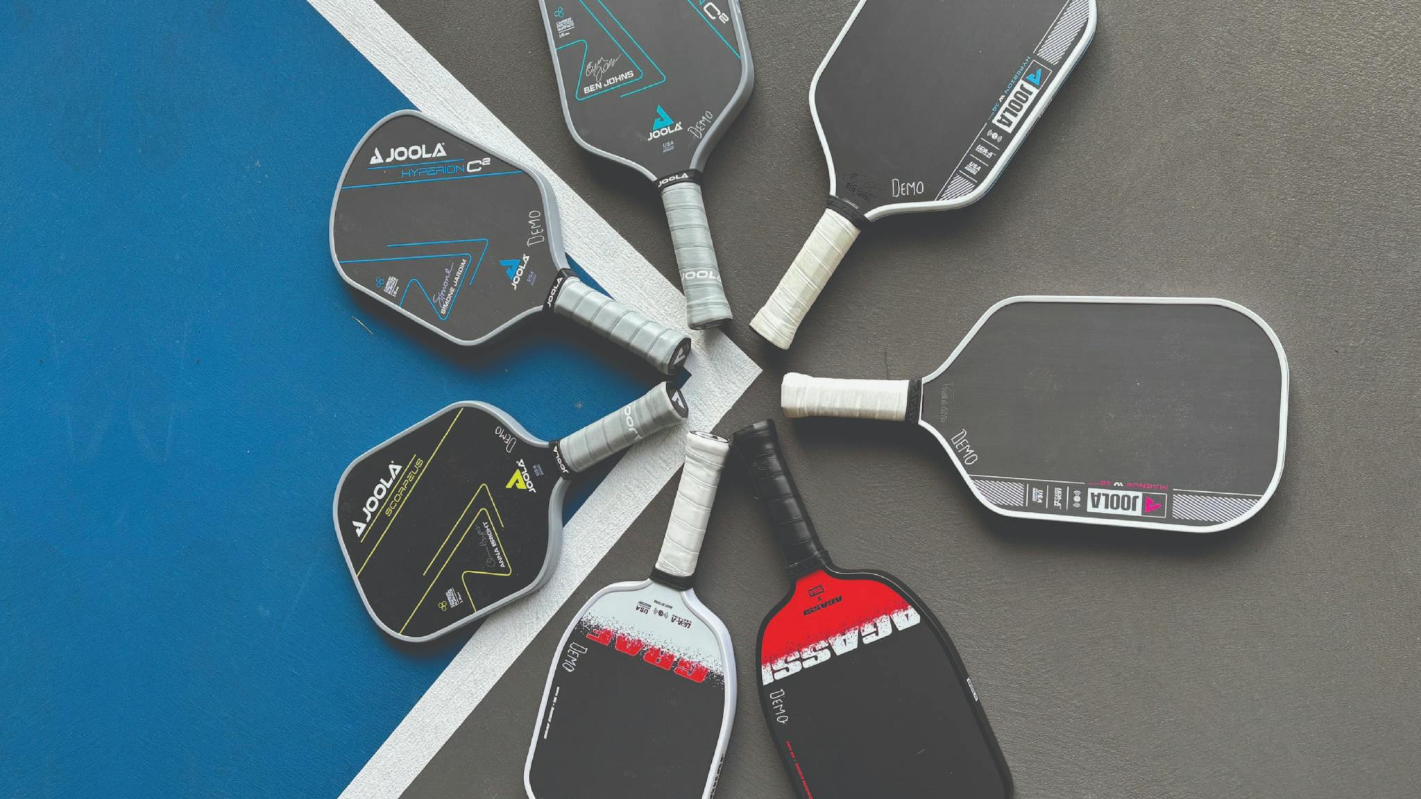 Joola paddles on the Pickleball court at Sneaky Cat Pickleball