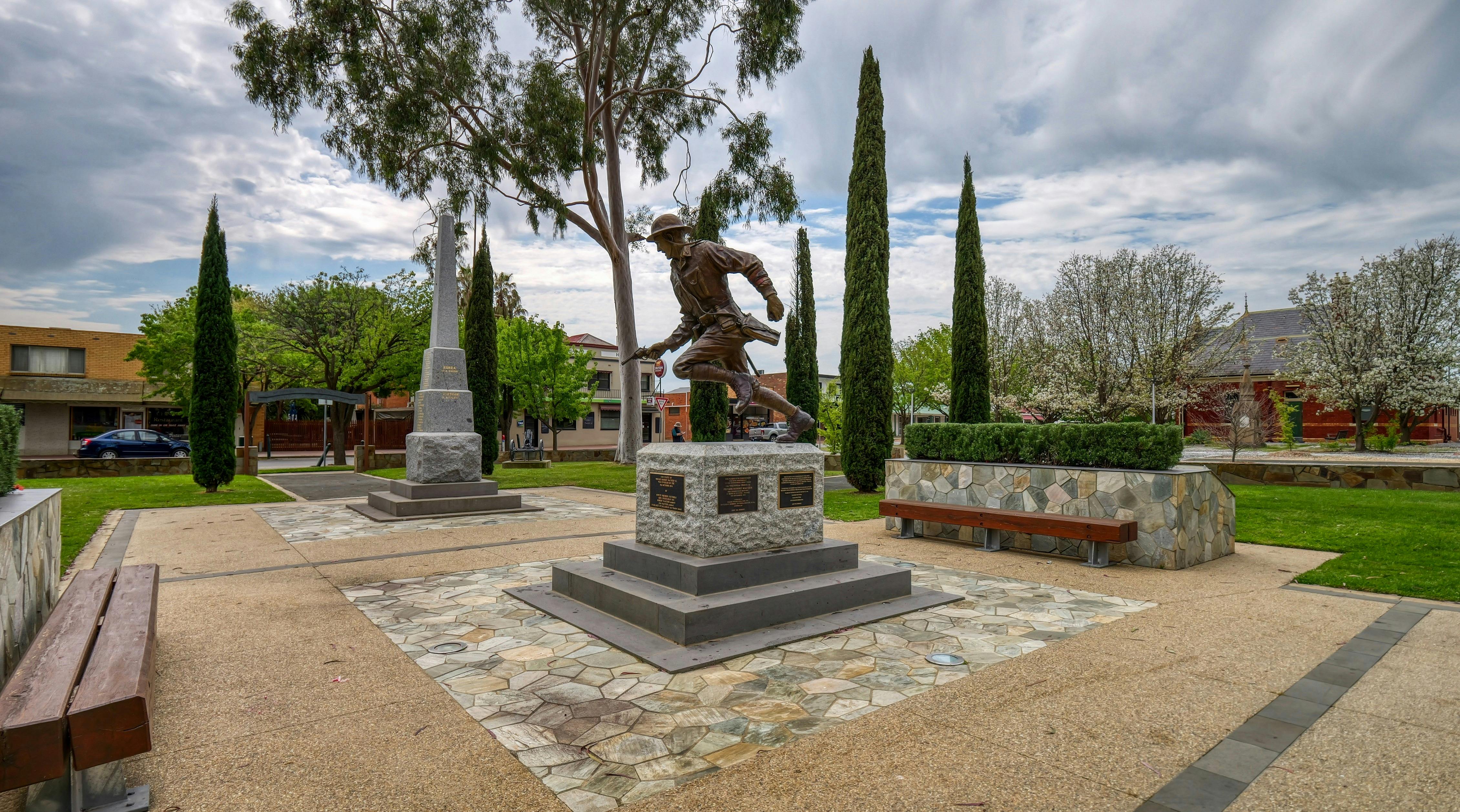 Private Robert Mactier Statue at the centre of Mactier Gardens