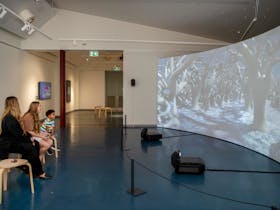 Family visiting Port Pirie Regional Art Gallery