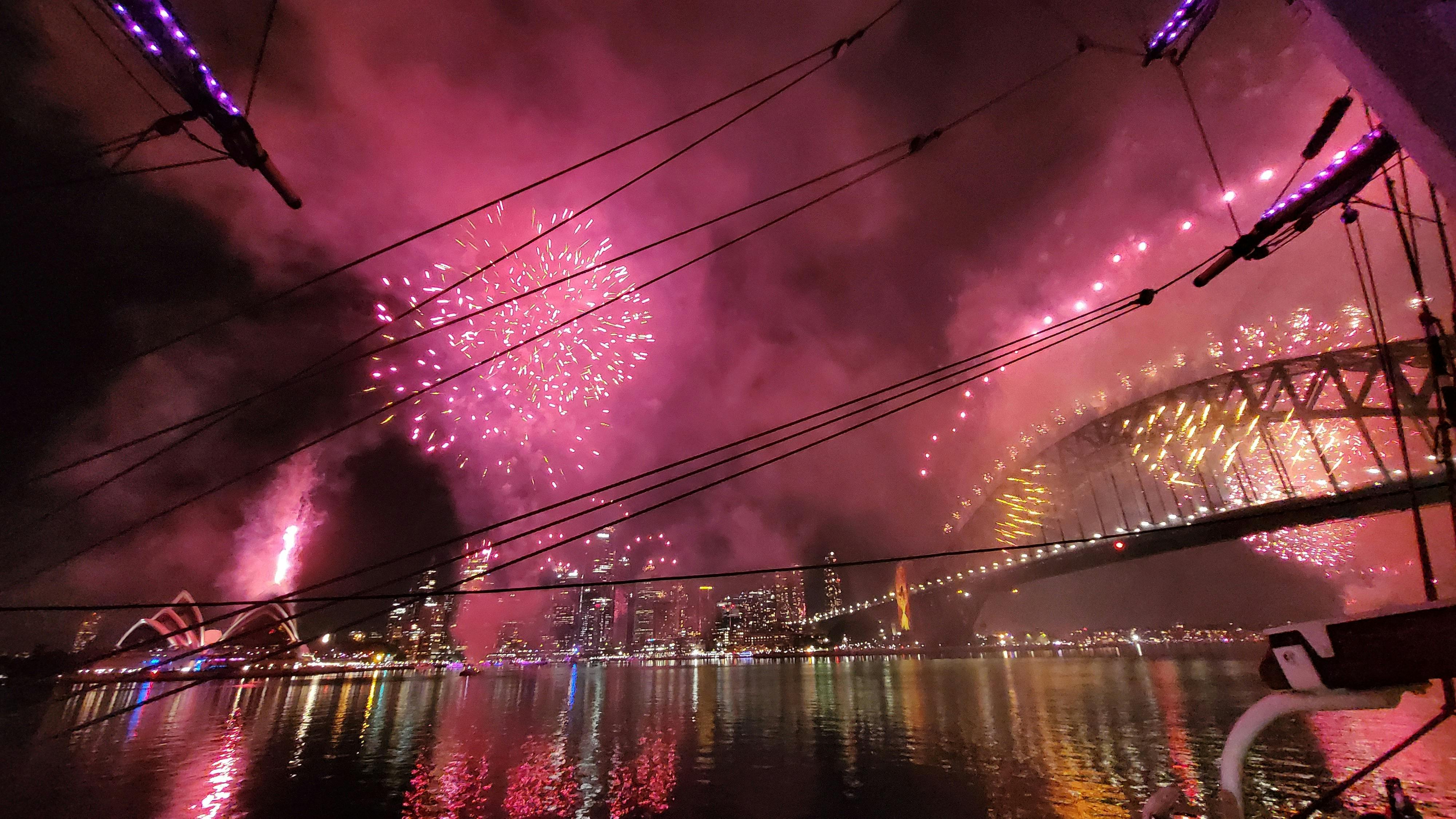 NYE midnight fireworks, viewed from the James Craig