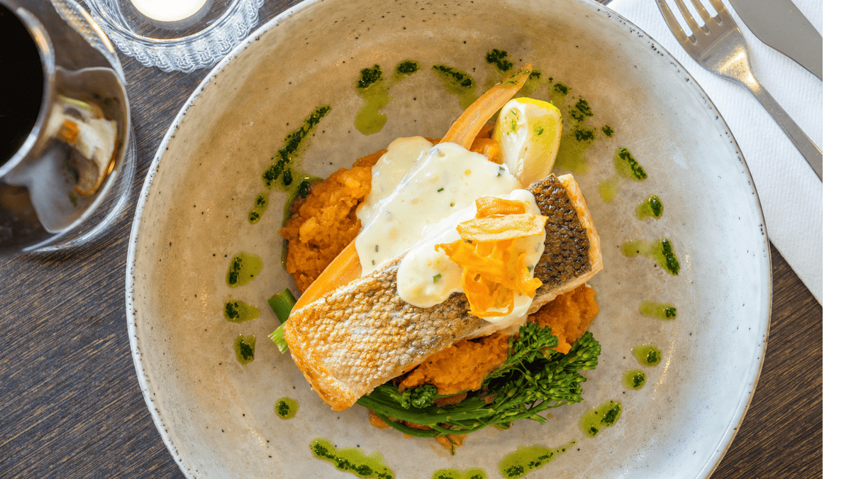 Pan fried to your liking, with sweet potato
