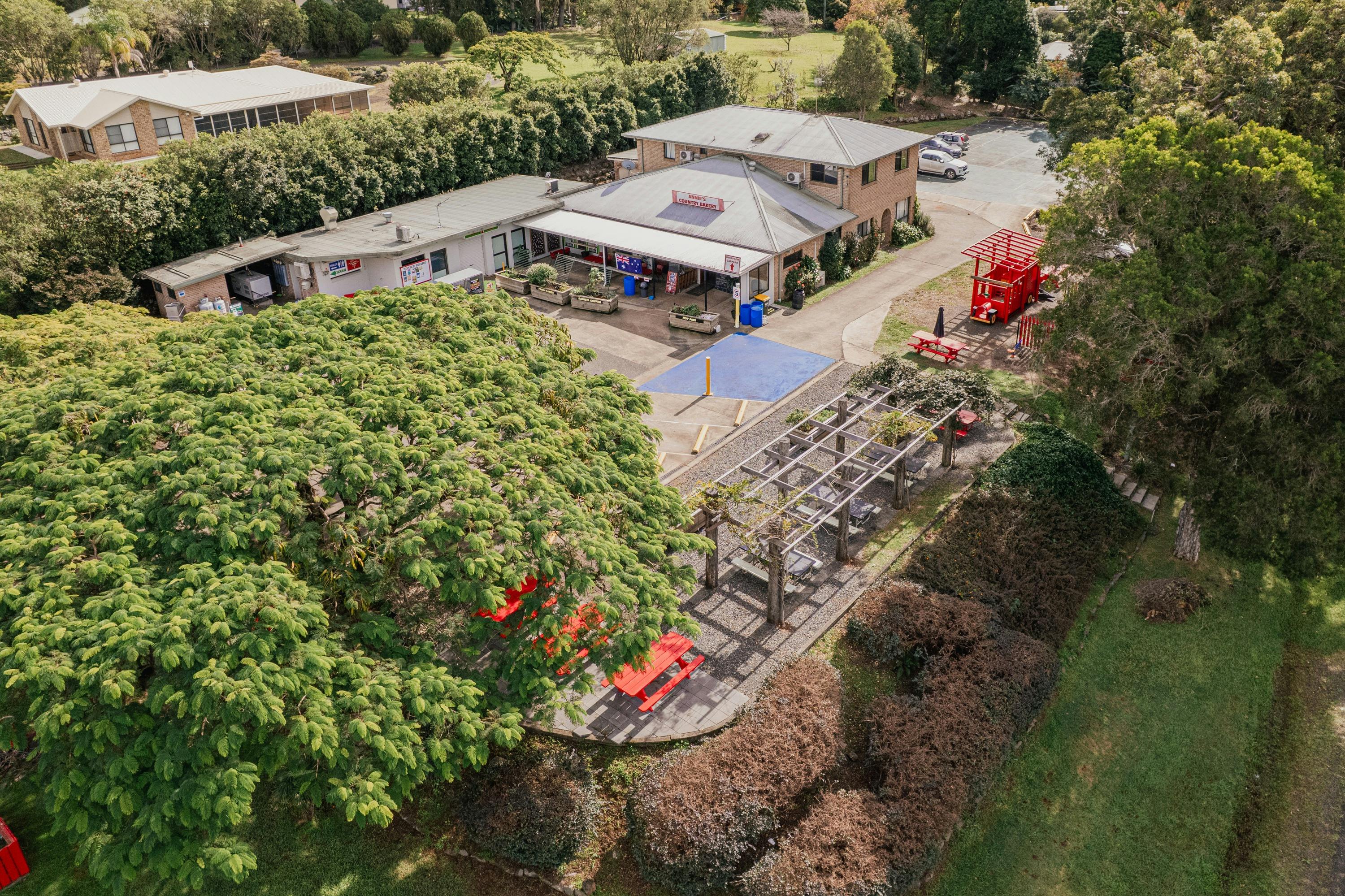 Aerial shot of the bakery