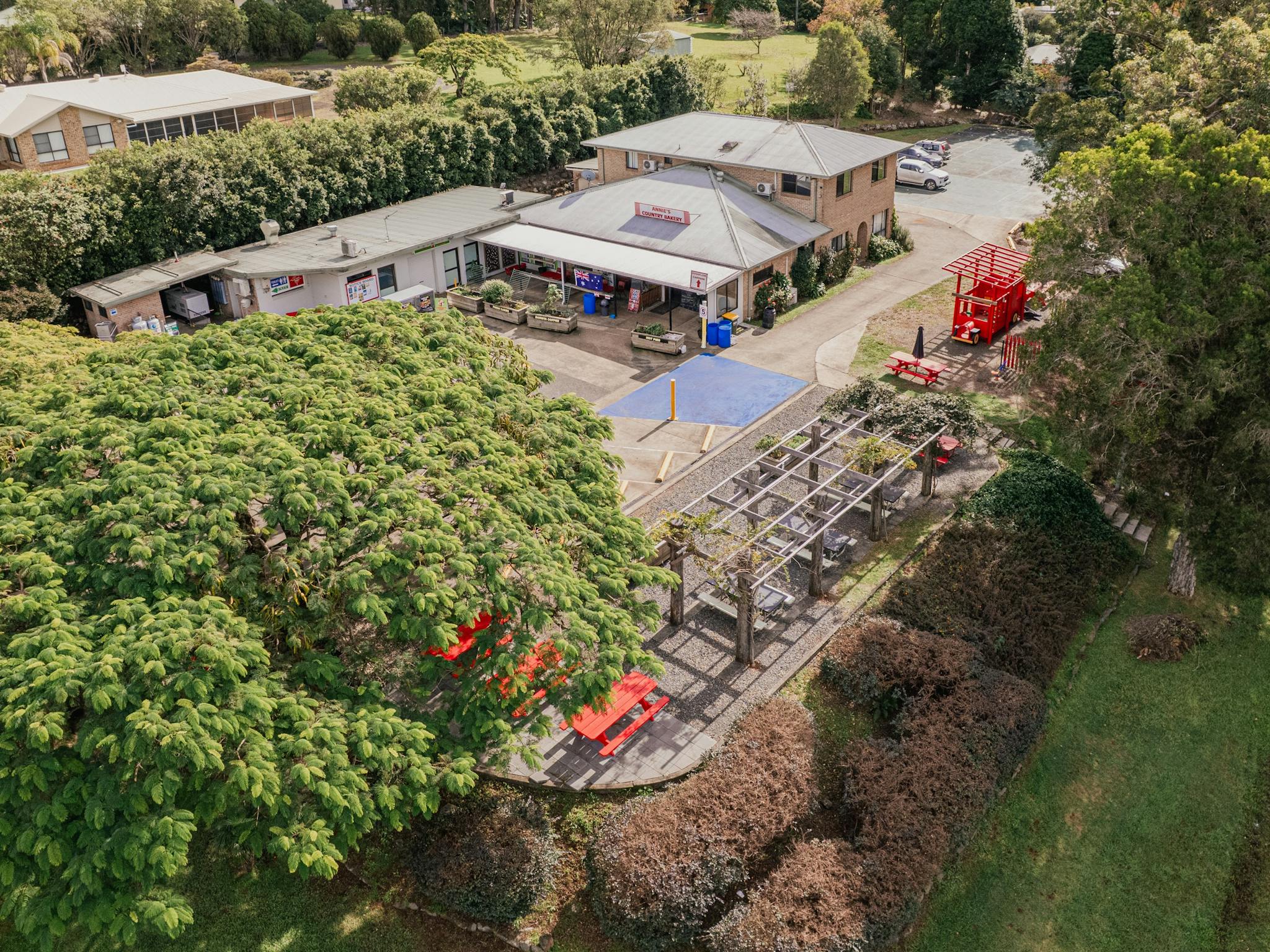 Aerial shot of the bakery