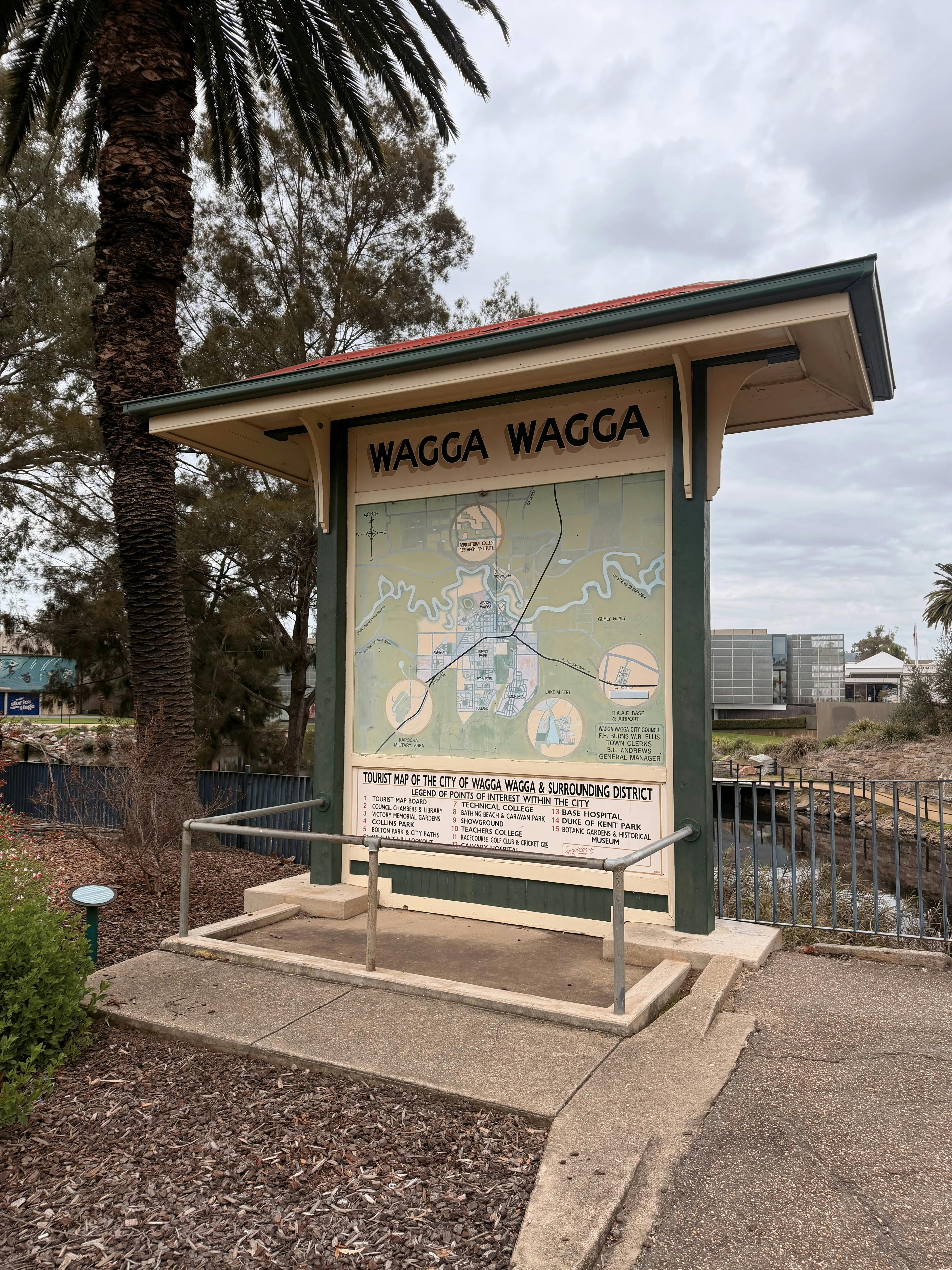 Tourist Map of Wagga Wagga in the town centre