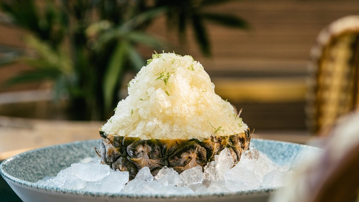 Local baby pineapple, vanilla gelato, lime sago & tropical ice