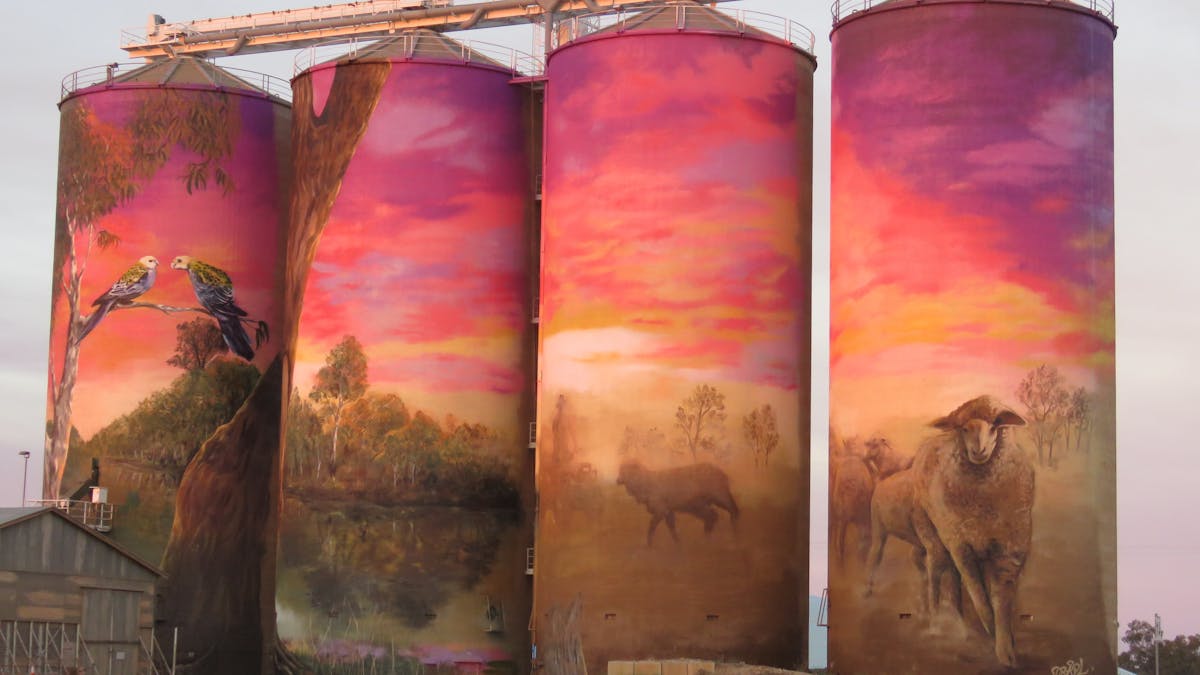 The "Watering Hole" Silos Mural. The "Watering Hole" Silos Mural.