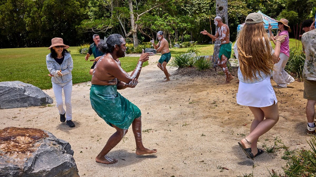 Guests engage in the Goondoi (Cassowary) dance