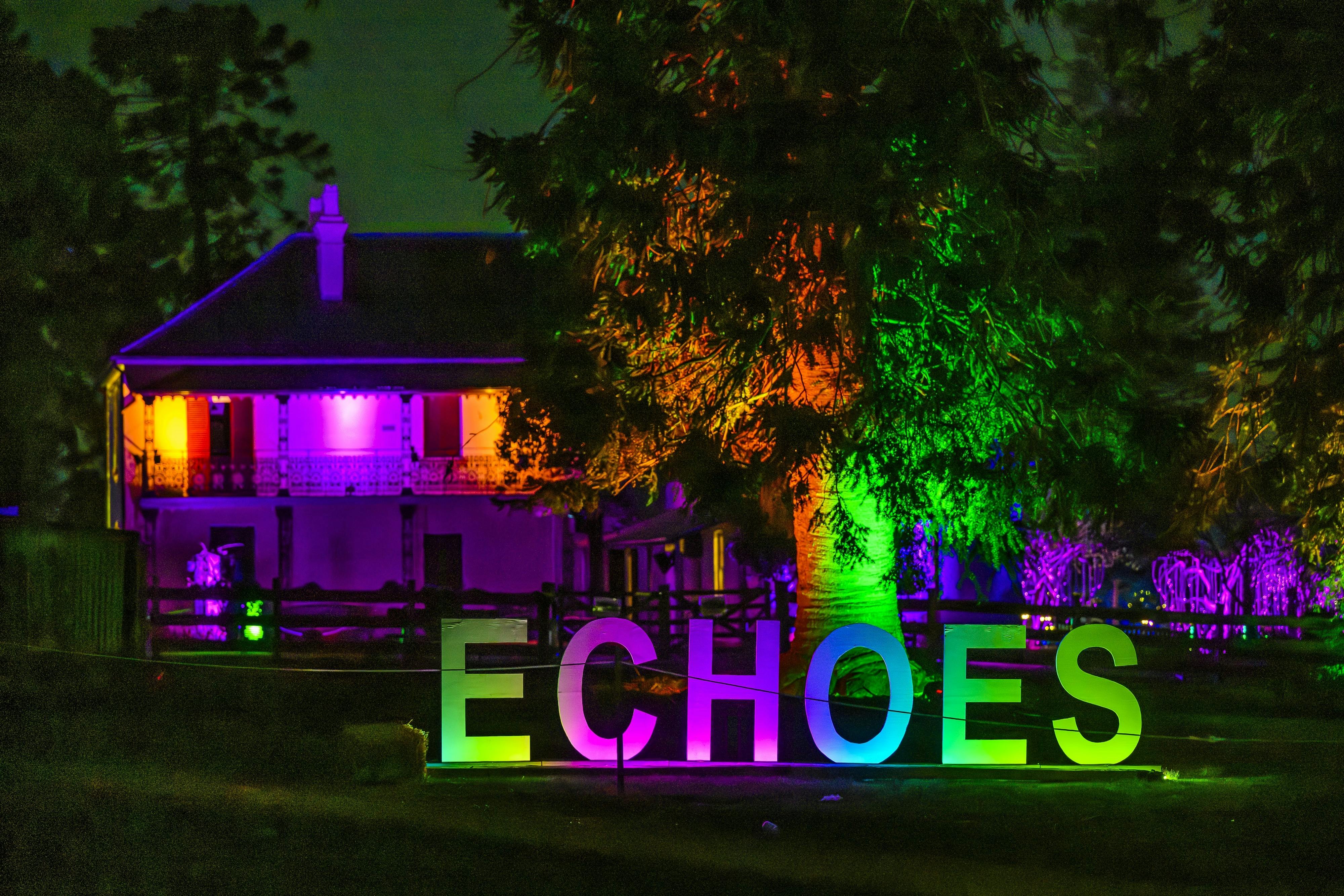 ECHOES letters in front of the homestead