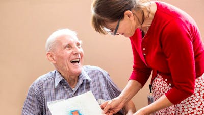 Visitor with artwork