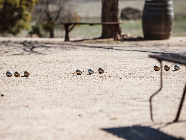 Playing Petanque at the winery