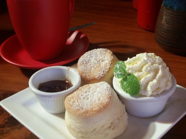 Fresh Scones with Jam and Cream