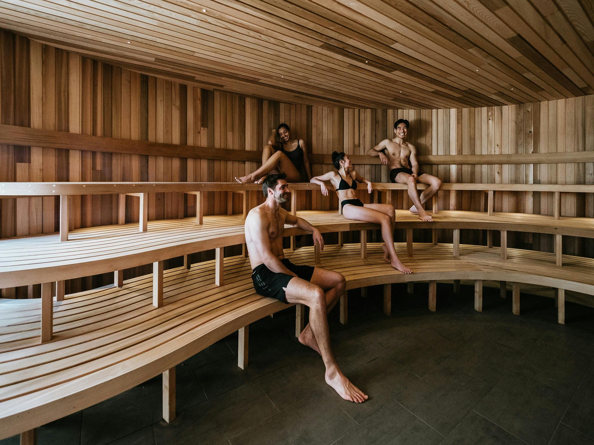Bath House Amphitheatre - Guests entering sauna