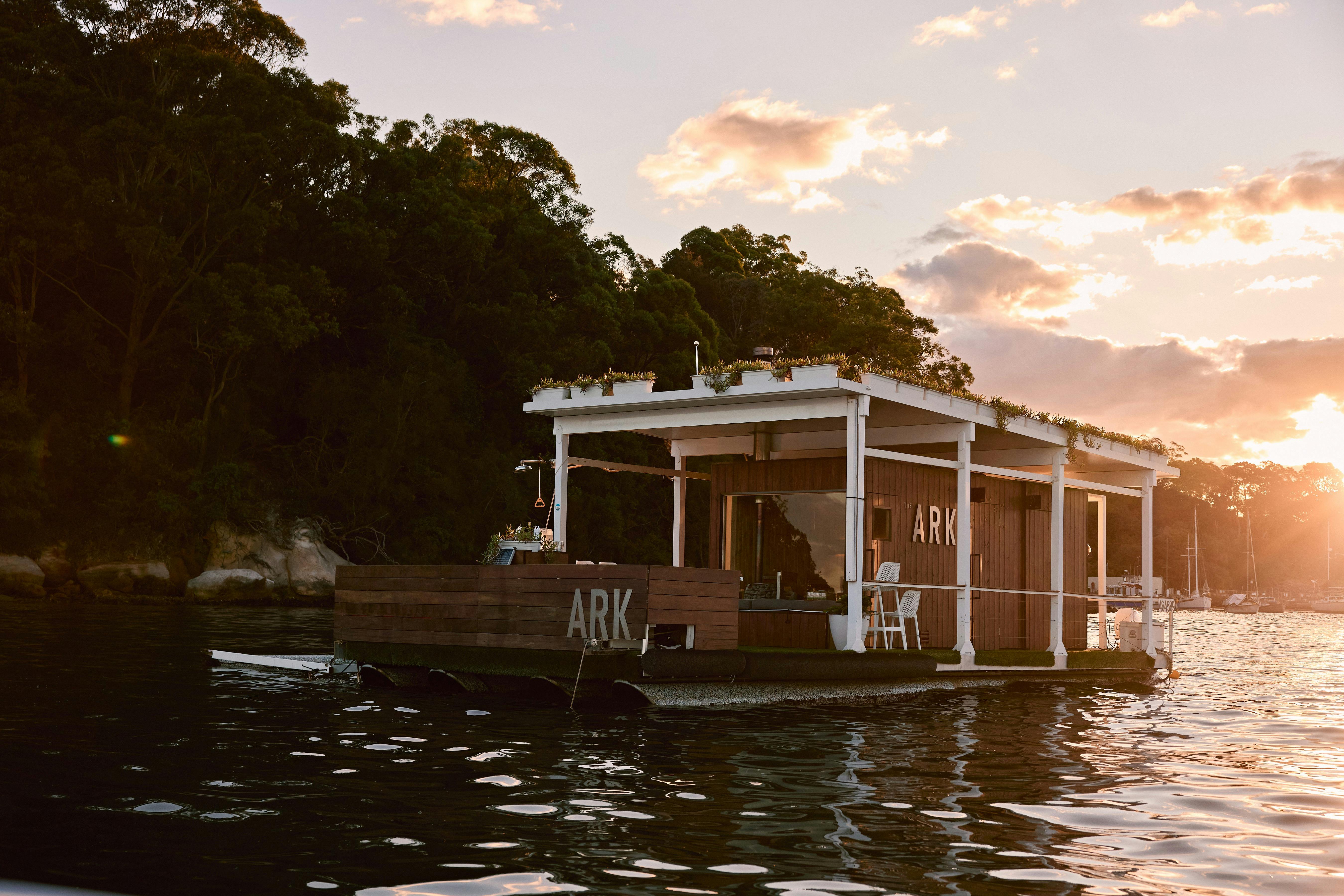 Sauna boat floating on Sydney Harbour