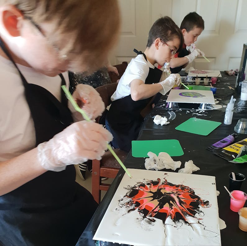 Image of the event 'School Holiday Kids art class: Acrylic pour workshop'