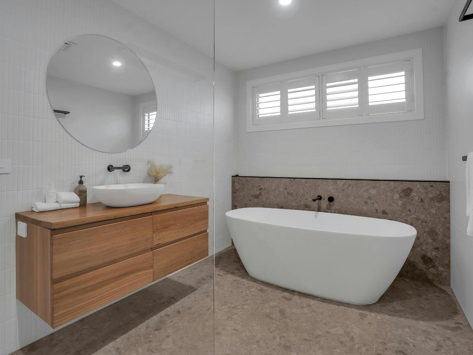 Main bathroom with bathtub and walk in shower