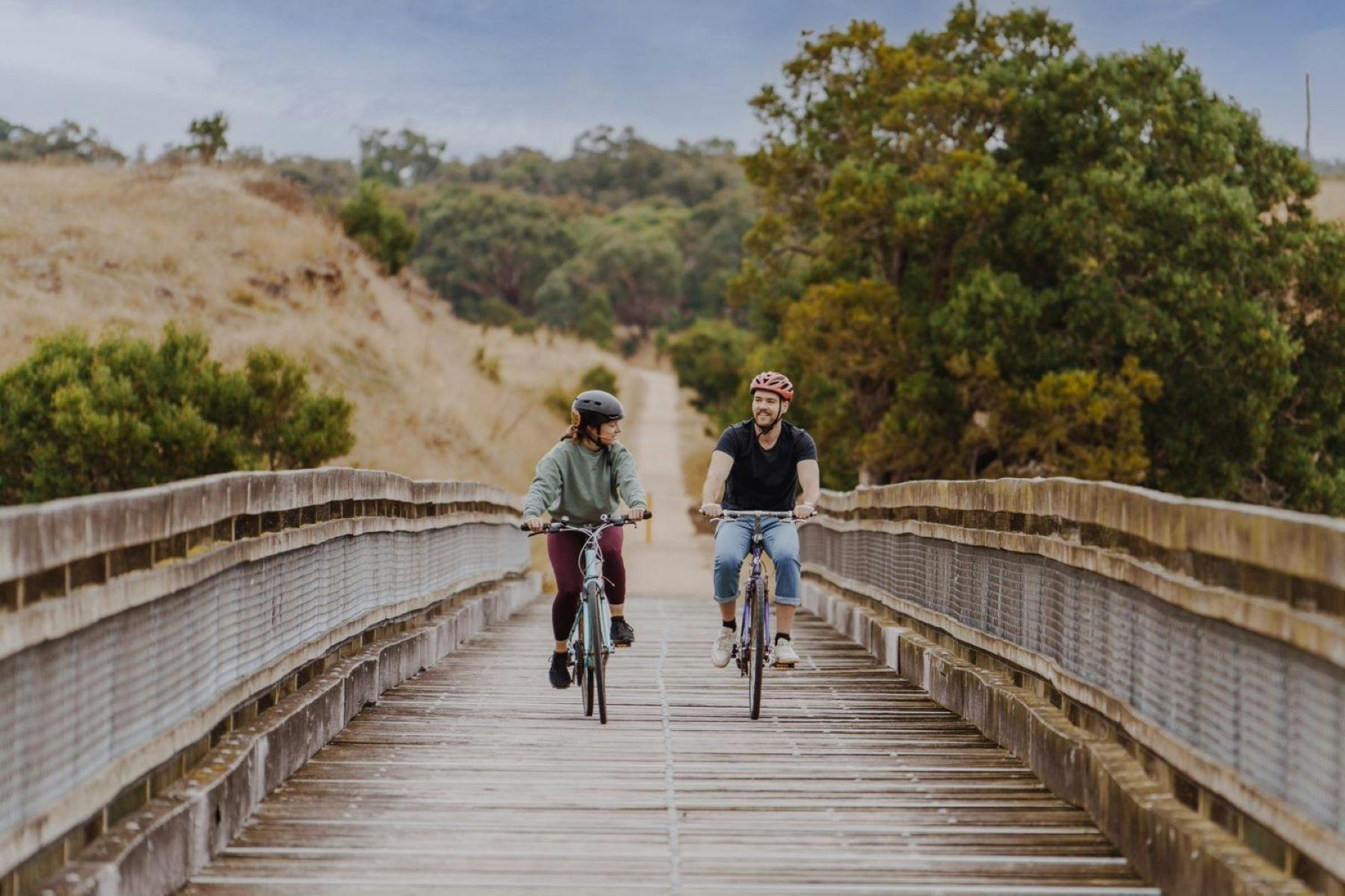 Two cyclists on the Ballarat-Skipton Rail Trail