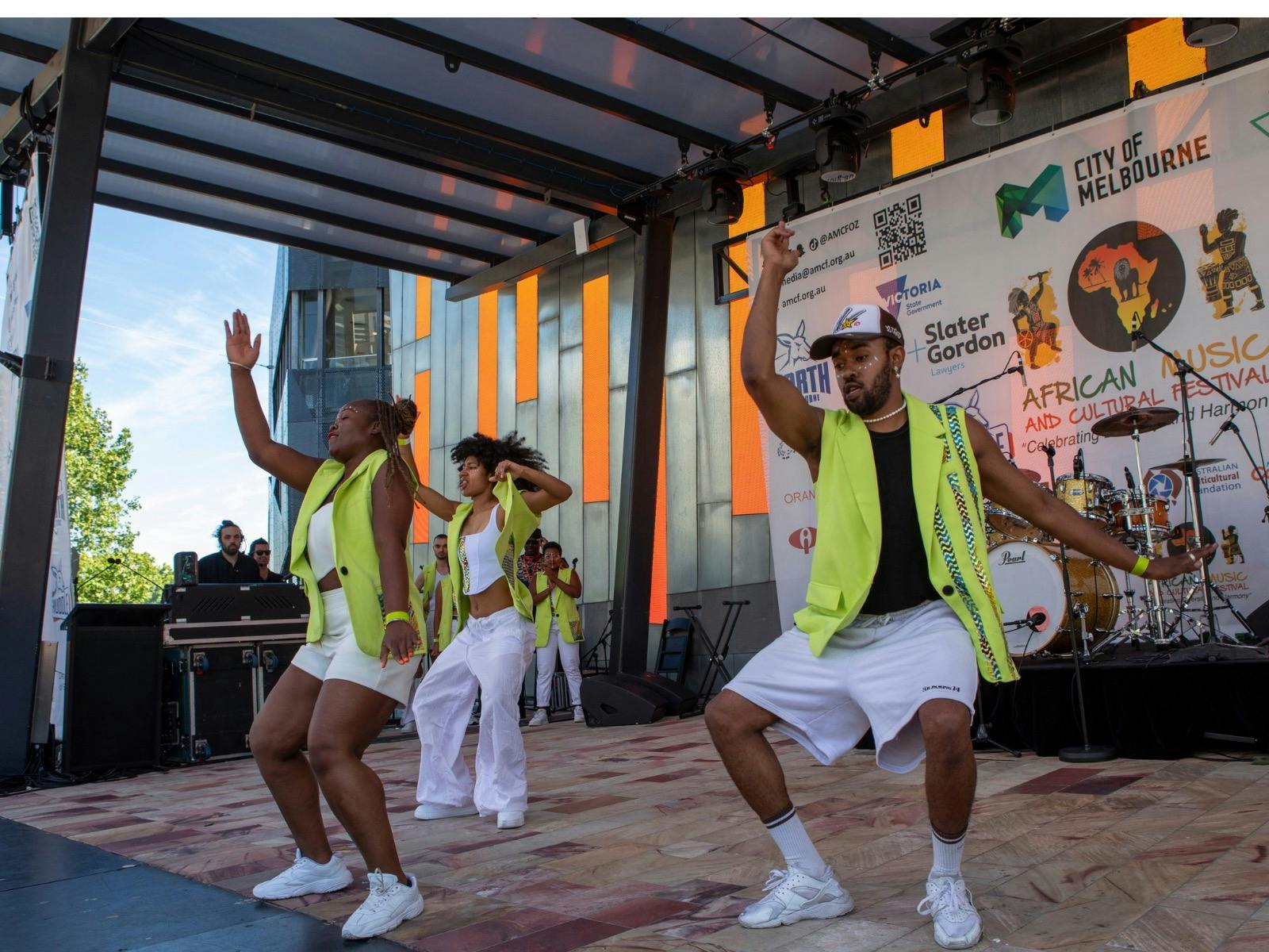 Afrobeat dance performance on the Fed Square stage